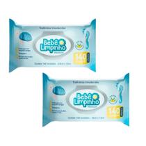 Kit c/ 2 Pacotes Lenço Toalhas Umedecidas Aloe Vera Bebê Limpinho Premium Pacote 140 Unidades
