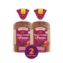 Kit c/ 2 Pão de Forma Integral Wickbold Grão Sabor Maçã, Canela & Passas 450g