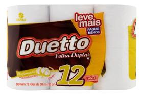 Kit c/ 2 Papel higienico Duetto folha dupla 30m 12 un