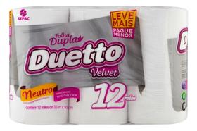 Kit c/ 2 Papel higienico Duetto Velvet folha dupla 30m 12 un