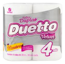 Kit c/ 2 Papel higienico Duetto Velvet folha dupla 30m 4