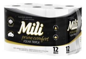 Kit c/ 2 Papel Higienico Mili Prime Folha Tripla Neutro 12