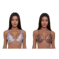 KIT C/2 Parte Cima Biquini Levanta Seios Aro Inteiro Push up Removivel