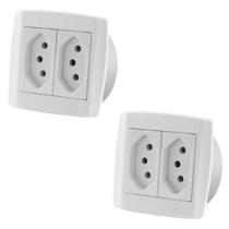 Kit C/ 2 Pç Tomada 20a Dupla P/ Móveis Ilumi Slim Branca Kit C/ 2 Pç Tomada 20a Dupla P/ Móveis Ilumi Slim Branca