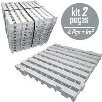 Kit c/ 2 Pçs - Pallet Plástico Estrado 4,5 x 50x50 Branco - SNM PLÁSTICOS