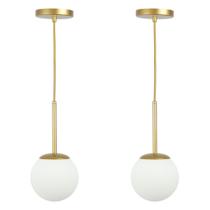 Kit c/ 2 Pendentes Jabuticaba /1 Globo de Vidro - Dourado Kit c/ 2 Pendentes Jabuticaba /1 Globo de Vidro - Dourado