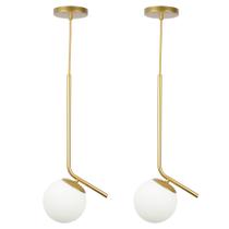 Kit c/ 2 Pendentes Jabuticaba Inclinado Globo - Dourado