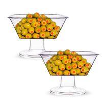 Kit C/2 Petisqueiras Acrílico Pedestal Petiscos 12X17Cm