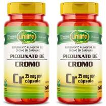 Kit C/ 2 Picolinato De Cromo 500mg 60 Vegan Caps - Unilife Kit C/ 2 Picolinato De Cromo 500mg 60 Vegan Caps - Unilife