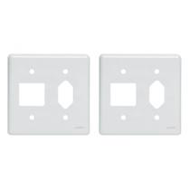 Kit C/2 - Placa Perlex Branca 4X4 (2 Saida+Tomada) 23Pl2/1T