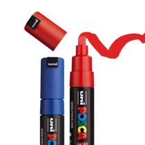 Kit C/2 Posca Pc8k Ponta Chanfrada Vermelha E Azul - Uniball Kit C/2 Posca Pc8k Ponta Chanfrada Vermelha E Azul - Uniball