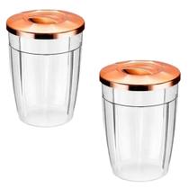 Kit C/ 2 Pote Copo Cristal C/ Tampa De Rosca 1,75L Bronze