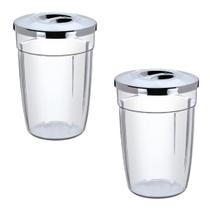 Kit C/ 2 Pote Copo Cristal C/ Tampa De Rosca 1,75L Cromado