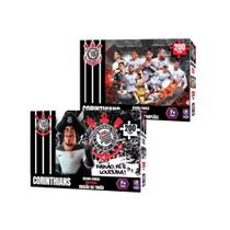 Kit c/ 2 QuebraCabeças Puzzle Coleção Futebol Corinthians 200 Peças Mimo Toys