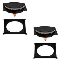 Kit C/2 Ralo e Porta Grelha Inox Piso Click 15x15 Cm Preto