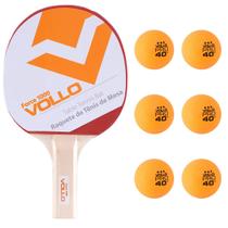 Kit C/2 Raquetes Ping Pong Force 1000 + 6 Bolas Ping Pong - Vollo