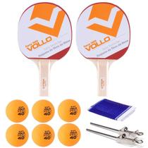 Kit C/2 Raquetes Ping Pong Force 1000 + 6 Bolas+Rede Suporte - Vollo