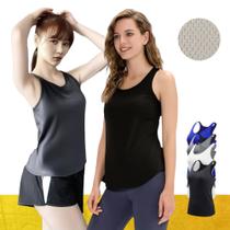 KIT c/ 2 REGATAS DRY FEMININA Camiseta Blusinha tecido furadinho Academia Fitness Corrida Yoga 1013