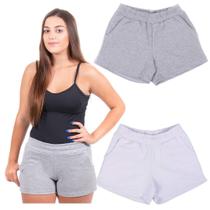 Kit c/ 2 short feminino moletom academia e caminhada super leve
