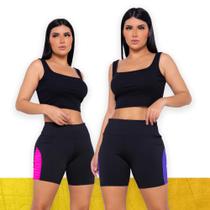 Kit c/ 2 SHORTS LEG Legging REDINHA Cintura Alta Fitness Treino Casual Corrida Academia 1035