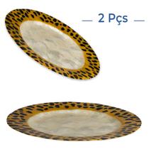Kit C/ 2 Sousplast Madrepérola Pintado Leão Decoração 32cm