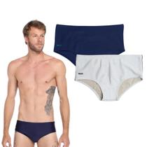 Kit C/ 2 Sunga Adulto Lisa Mash com Vivo nas Laterais Tamanho:GCor:Branco00Tamanho:GCor:MarinhoAZ08