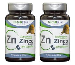 Kit C 2 Suplemento Zinco Quelato 400Mg 60 Cápsulas NutriBlue