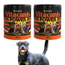 Kit C/2 Suplementos Vitaminicos Alimentar Vitacanis Power 100 Para Cães Fortes Pit Bull e Gatos