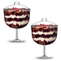 Kit C/2 Taça Tropical Acrílico C/ Tampa 1,3 Litros 18x15,5cm