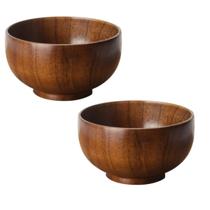 Kit c/ 2 Tigela Bowl Japonesa De Madeira Sopa Bowls 12cm Para Sopa