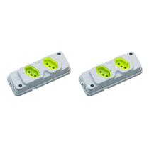 Kit C/2 - Tomada Barra Fiolux 2P+T. 20A. Dupla Cinza/Verde Kit C/2 - Tomada Barra Fiolux 2P+T. 20A. Dupla Cinza/Verde