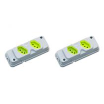 Kit C/2 - Tomada Barra Fiolux 2P+T. 20A. Dupla Cinza/Verde Kit C/2 - Tomada Barra Fiolux 2P+T. 20A. Dupla Cinza/Verde