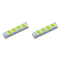 Kit C/2 - Tomada Barra Fiolux 2P+T. 20A. Quadrupla Cinza/...