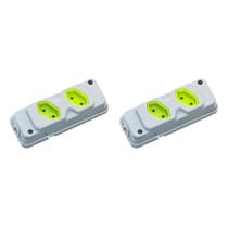 Kit C/2 - Tomada Barra Fiolux Dupla 2P 20A Cinza Kit C/2 - Tomada Barra Fiolux Dupla 2P 20A Cinza