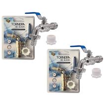 Kit c/ 2 Torneiras de Esfera 1/4 de Volta para Jardim de Zamak da Flvx Hidro 3/4 e 1/2 - TJ-ZM
