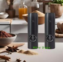 Kit c/ 2 Triturador Elétrico Recarregável Moedor Automático Pimenta Grãos