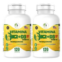 KIT C/2 Un. Suplemento K2 + D3 Menaquinona MK7 Pro 2000 Ui 120 Cápsulas - Fits Life
