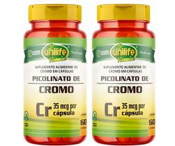 KIT C/2 Un. Suplemento Picolinato De Cromo 500mg Vegan 60 Cápsulas - Unilife KIT C/2 Un. Suplemento Picolinato De Cromo 500mg Vegan 60 Cápsulas - Unilife