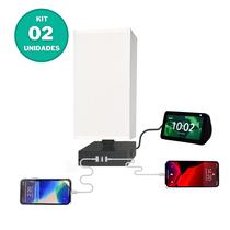 Kit c/ 2 unidades Luminária USB TRIO e Hub de 3 portas carga rápida 17W USB, 2A e 1 tipo USB C, tomada extra. Bivolt