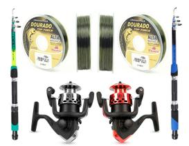 Kit C/ 2 Varas Telescópicas 2 Molinetes + Linhas (Ref. 17) Kit C/ 2 Varas Telescópicas 2 Molinetes + Linhas (Ref. 17)