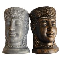 kit c/2 Vaso Buda Decorativo Plástico Cabeça 25cm budismo