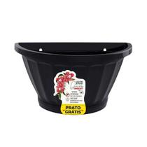Kit c/ 2 Vaso De Parede Meia Lua M Com Prato Preto Uninjet Kit c/ 2 Vaso De Parede Meia Lua M Com Prato Preto Uninjet