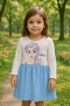 Kit c/2 vestidos de malha algodao manga longa infantil menina estampa personagem Disney sortida Kit c/2 vestidos de malha algodao manga longa infantil menina estampa personagem Disney sortida