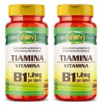 Kit C/2 Vitamina B1 Tiamina 500mg 60 Caps Vegano Unilife Kit C/2 Vitamina B1 Tiamina 500mg 60 Caps Vegano Unilife