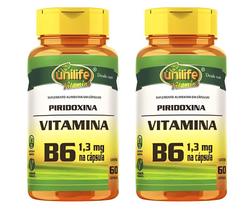 Kit C/2 Vitamina B6 Piridoxina 500mg 60 Cápsulas Vegan - Unilife