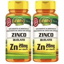KIT C/2 Zinco Quelato Puro 28mg 120 Cáps - Unilife