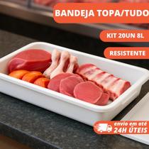 Kit C/20 Bandejas Topa Tudo Branca 8l Atacado Santana