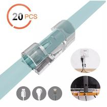 Kit c/20 Clips Fixador Organizador de Fios e Cabos 20 Peças Autoadesivo