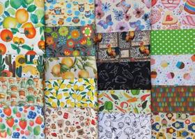 Kit c/ 20 Cortes de Tecidos de Tricoline, 100% Algodão - 0,55 m x 0,12 cm