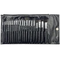 Kit C/20 Pincéis P/ Maquiagem Preto Kp20 Macrilan com Estojo